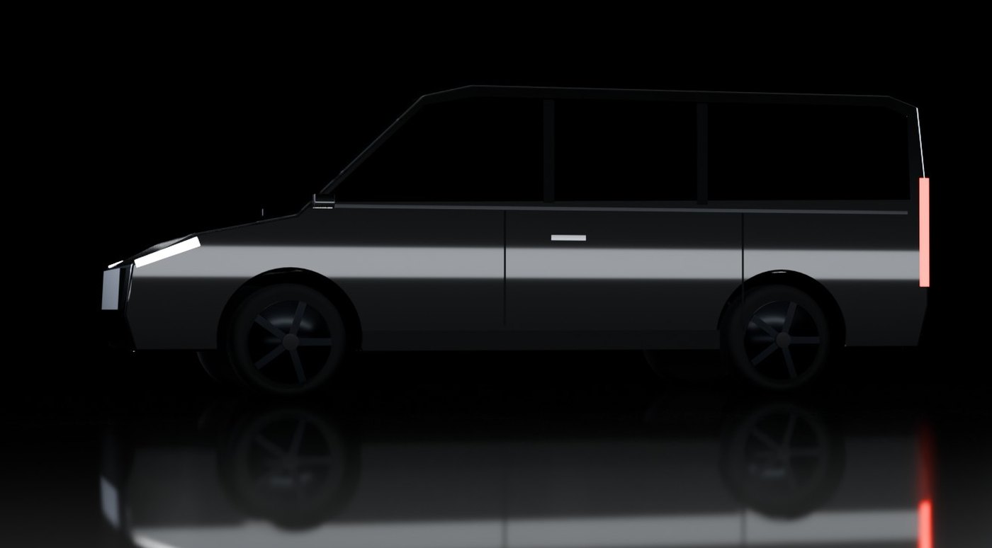 Van noir avec chauffeur, de nuit
